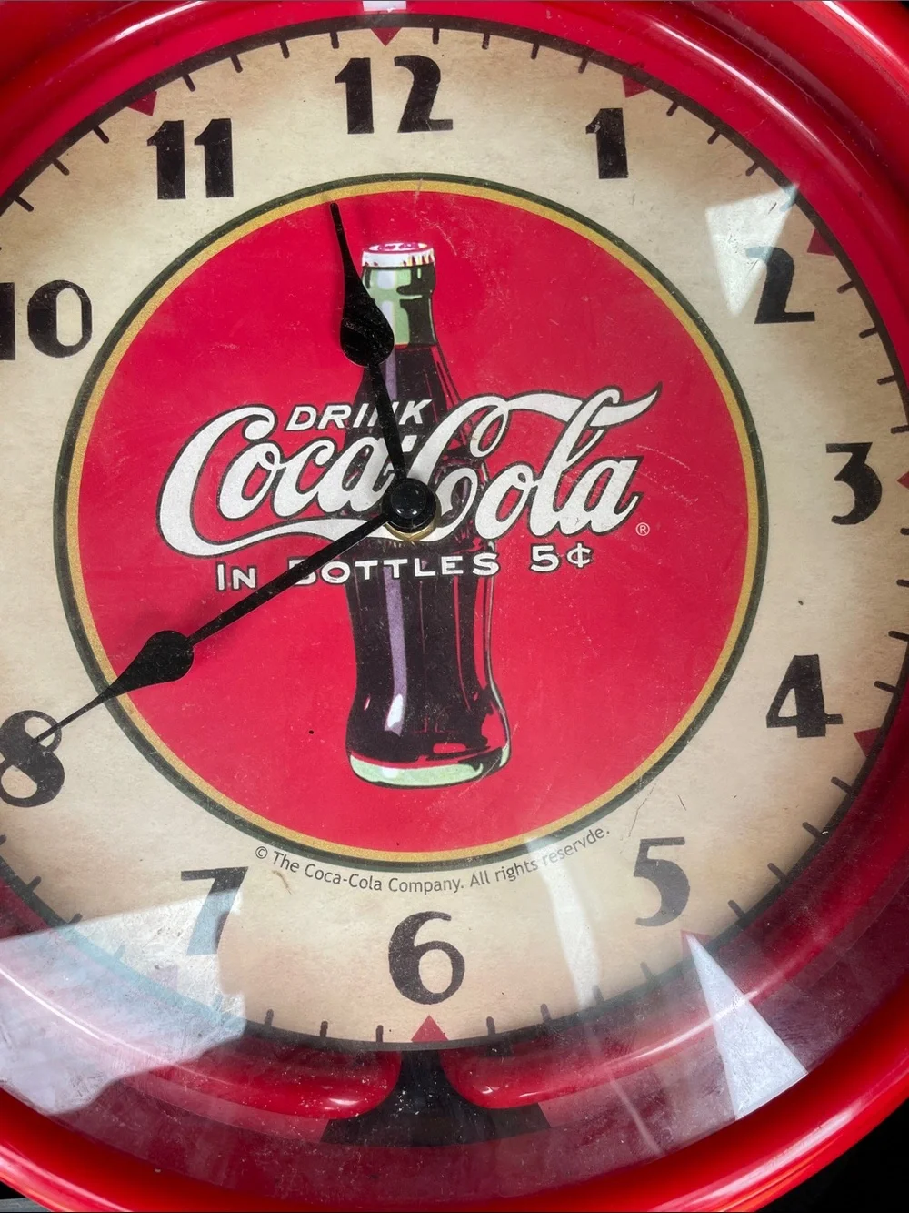Coca Cola Red Wall Clock with Bottle Logo